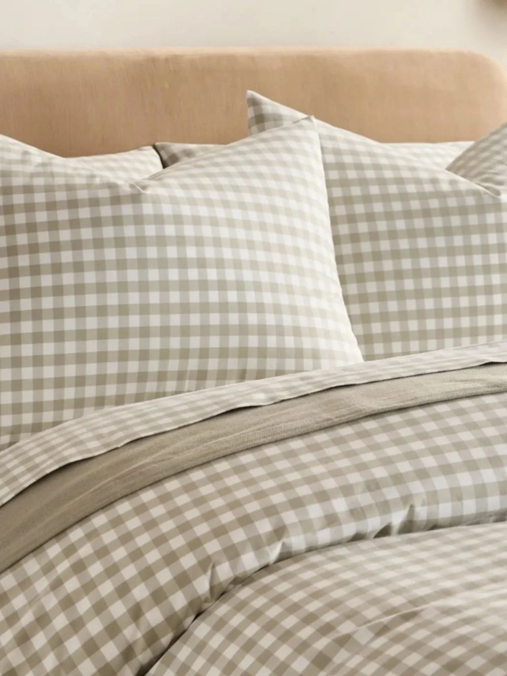 Organic Crisp Percale Gingham Sham Set Willowleaf Queen Standard